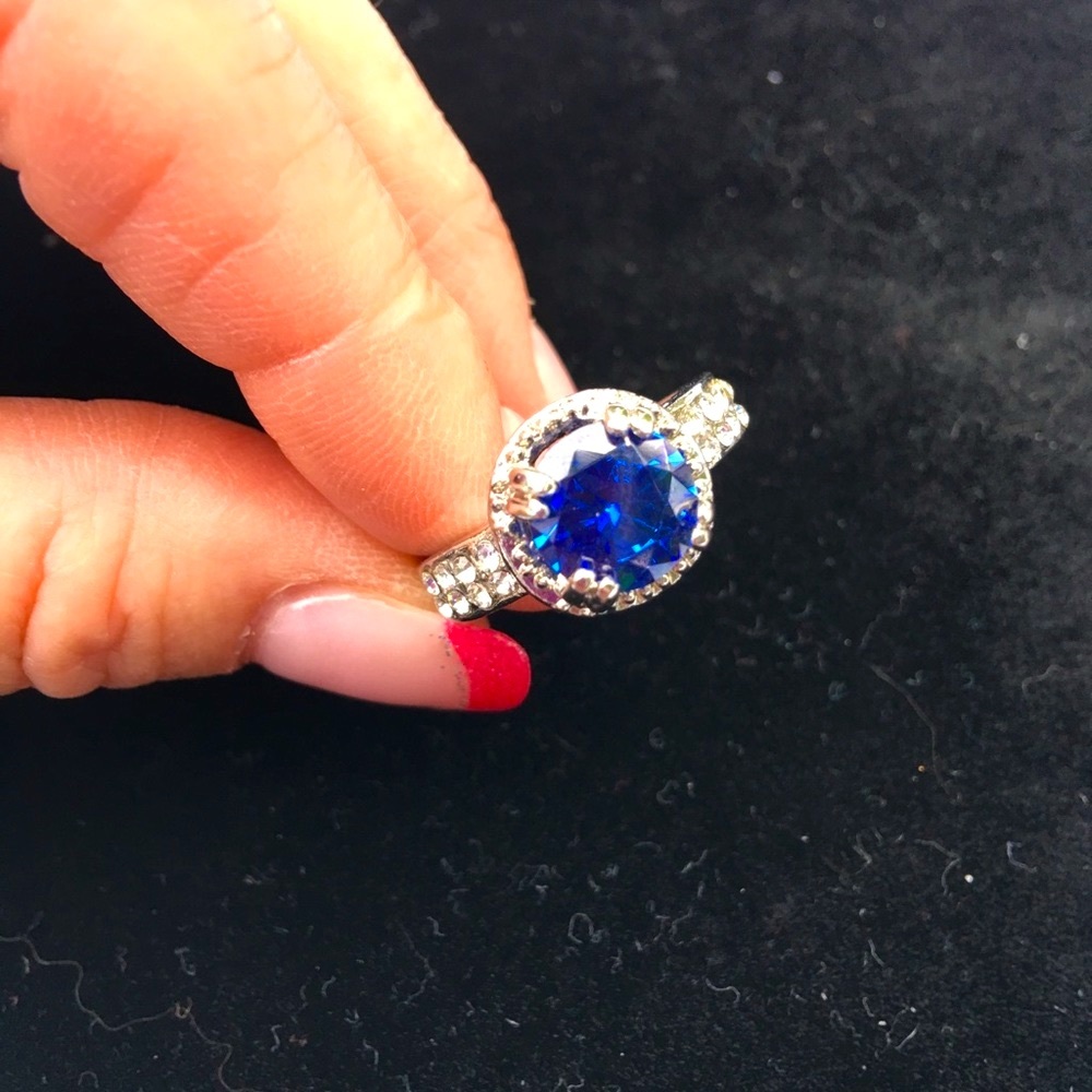 Silver Ring With Blue Jewel